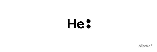 Lewis notation of helium (He).