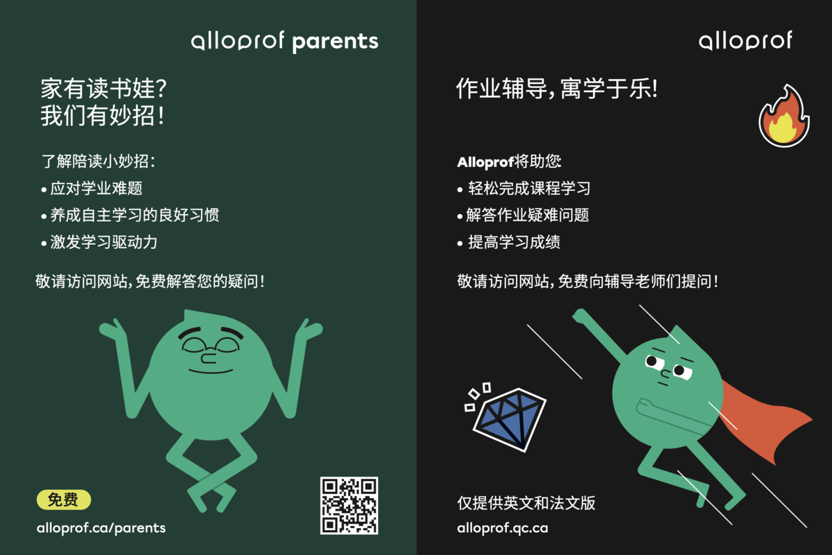 Affiche Alloprof en mandarin