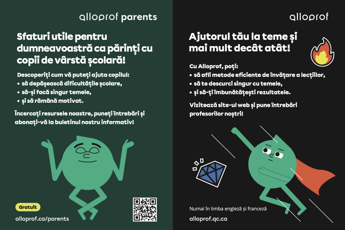 Affiche Alloprof en roumain