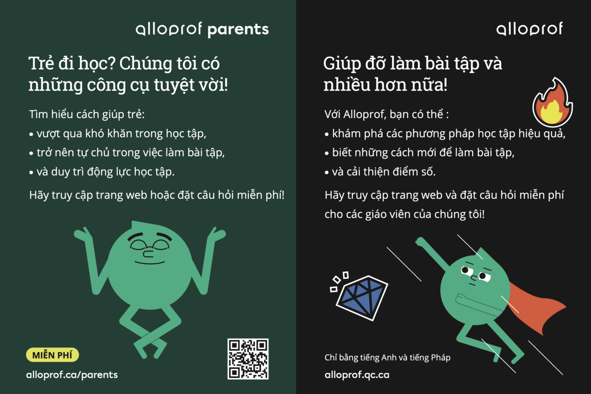 Affiche Alloprof en vietnamien