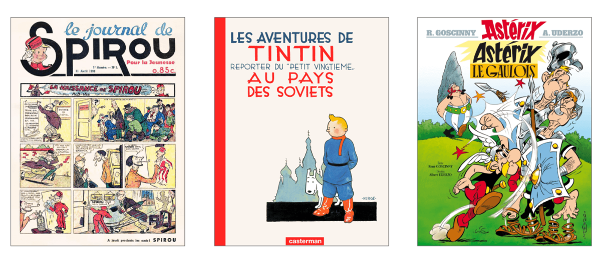 Les bandes dessinées « Spirou », « Tintin » et « Astérix » sont des pionniers du genre littéraire.