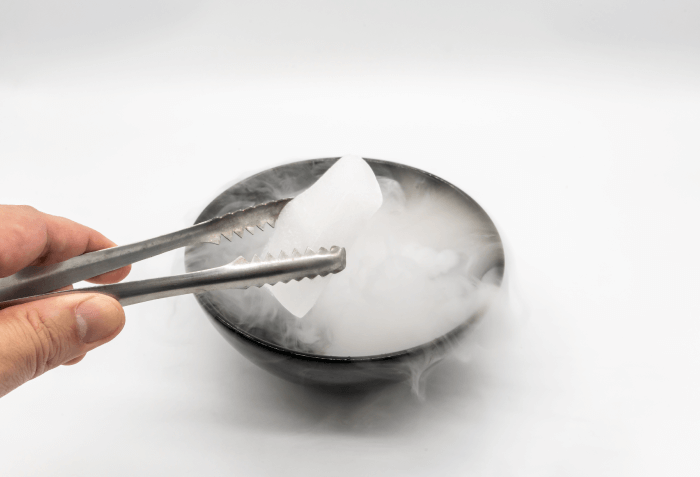 Dry ice undergoing sublimation.