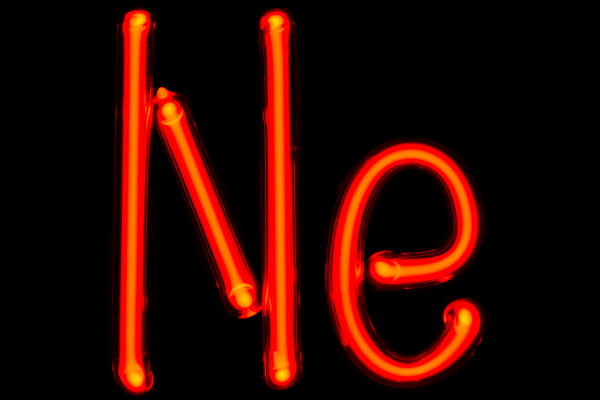 A neon light sign. 