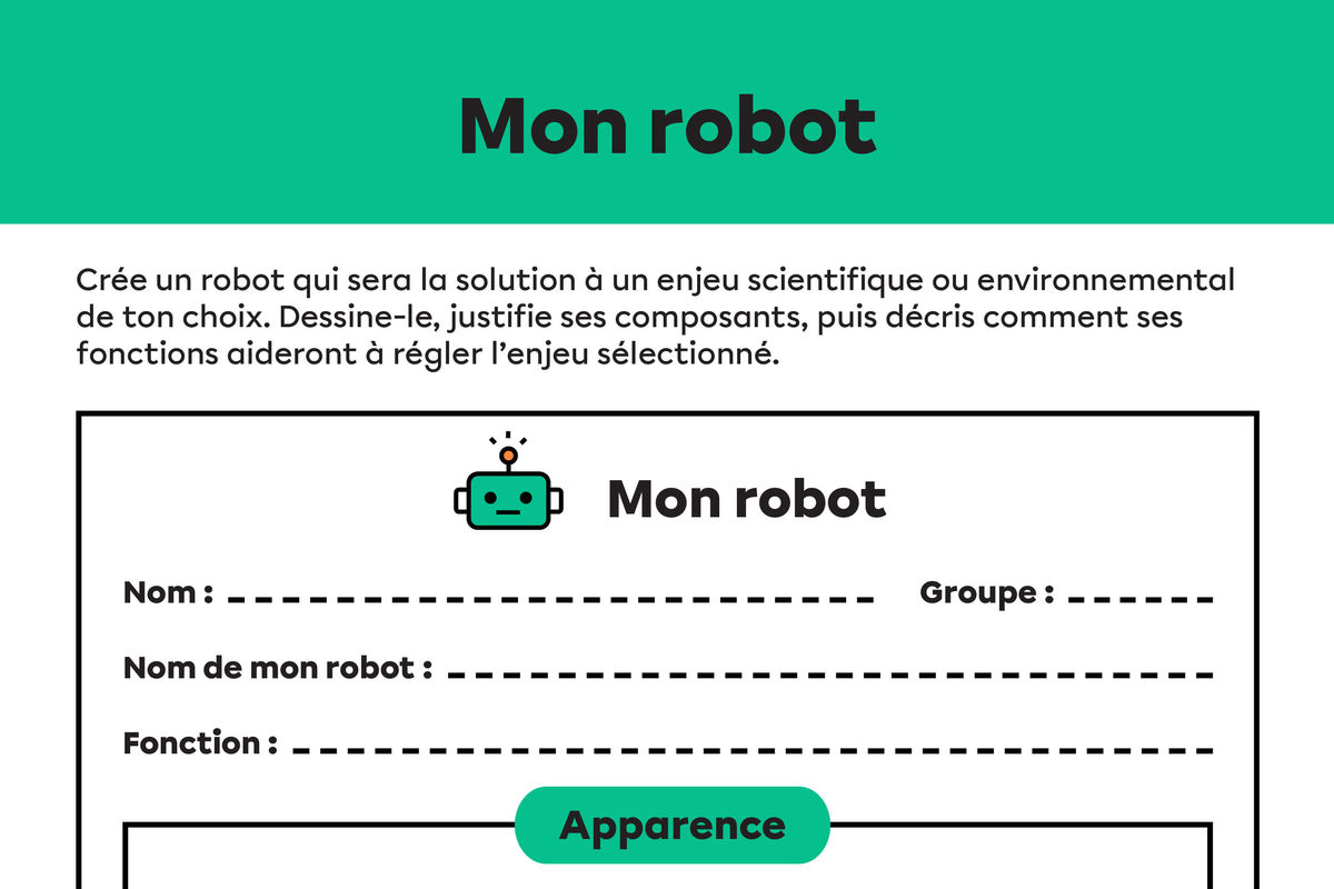 Activité pédagogique : Mon robot scientifique.