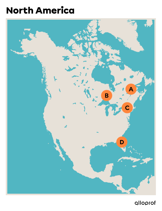 Map of North America.