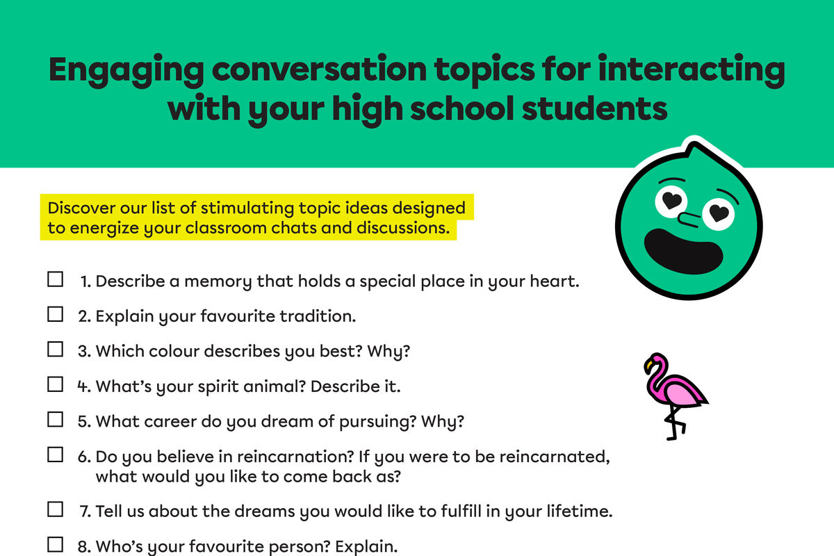 Top part of the activity Discussion topics for high school