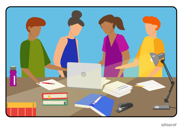 Students researching.