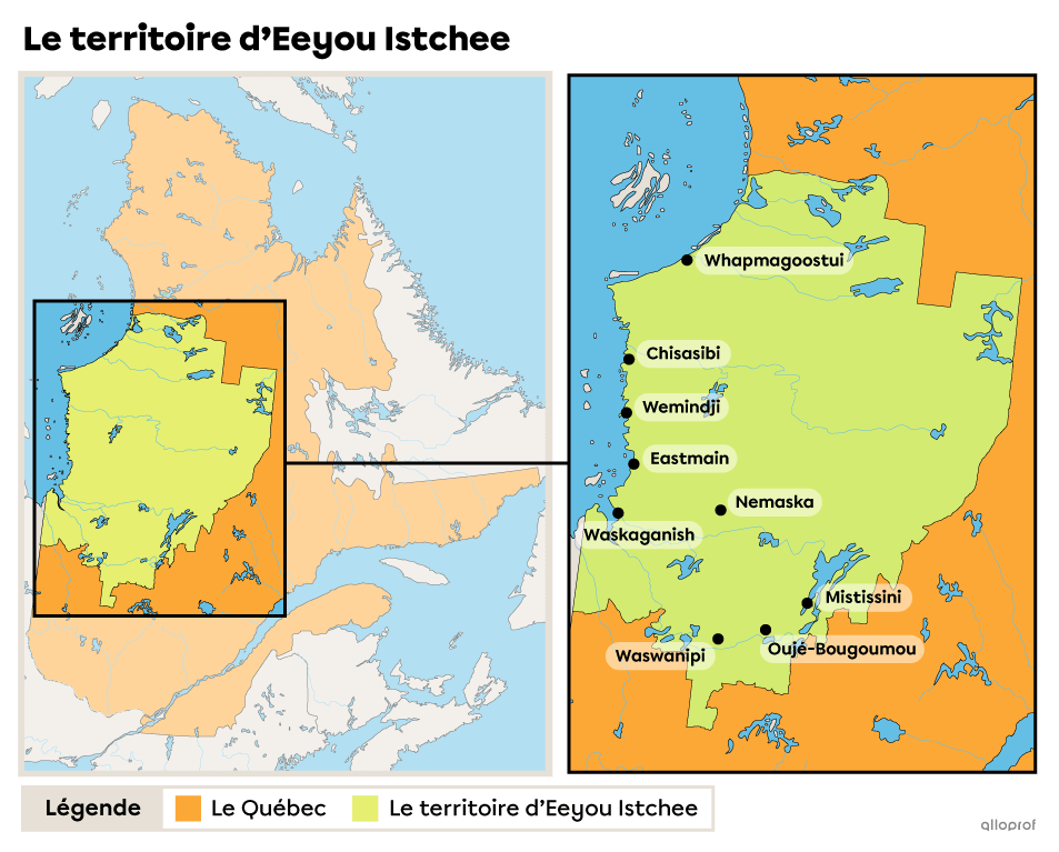 Le territoire cri au Québec.