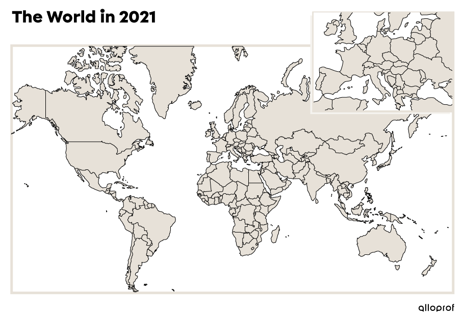 A map of the world in 2021.