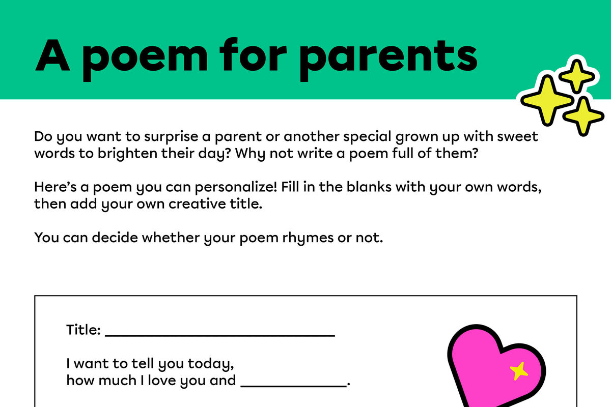 Writing Activity: Creating Personalized Poems for Parents from a Template.