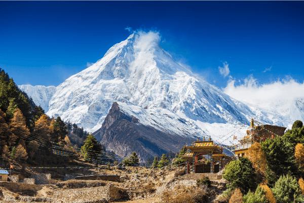 A photograph of Mount Manaslu in Nepal.