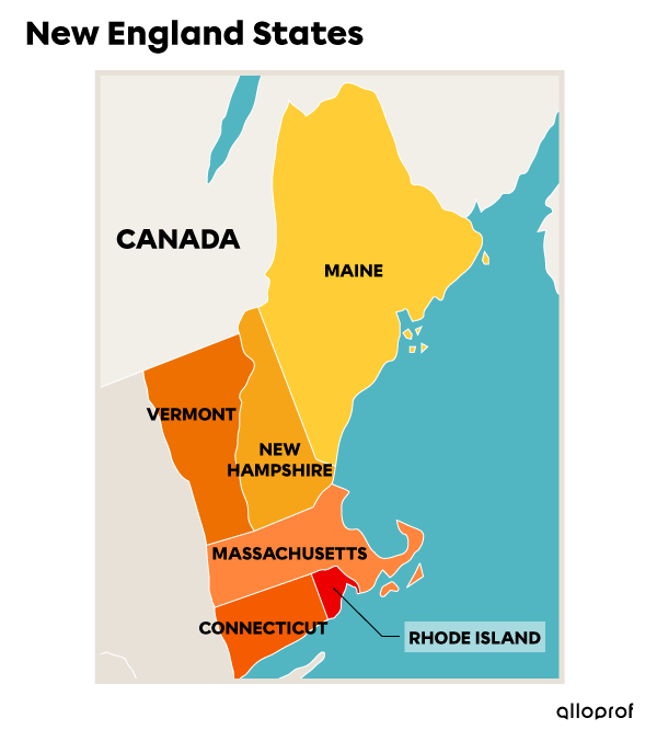 Map of the New England States.