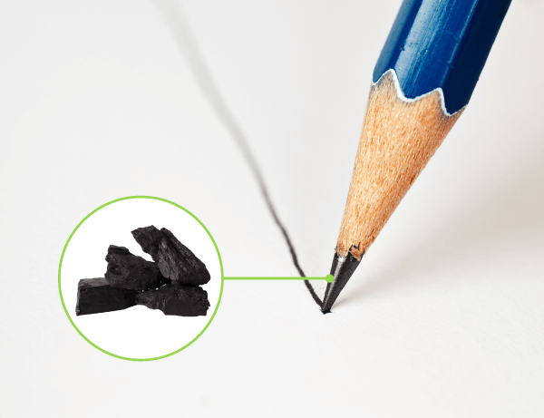 A graphite pencil that draws a line on a sheet of paper.