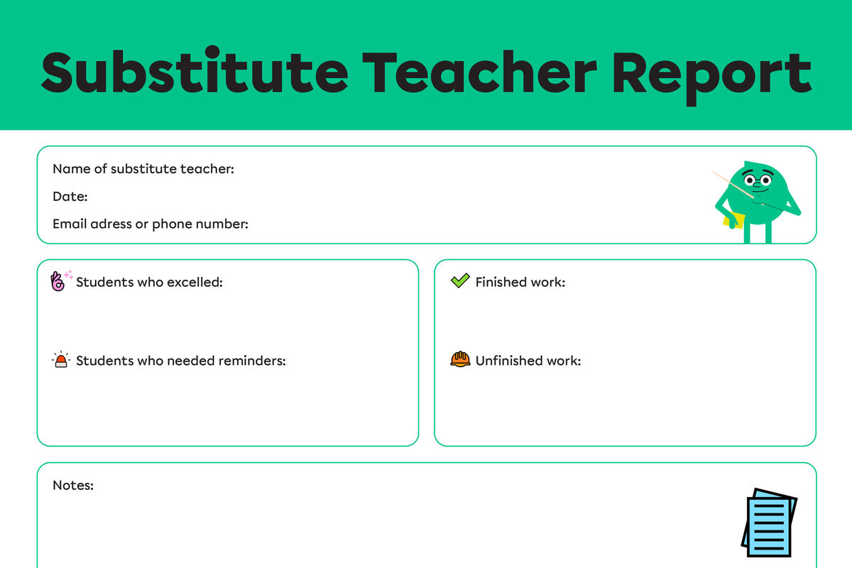 Printable Substitute Teacher Report Template Alloprof Printable Substitute Teacher Report Template Alloprof
