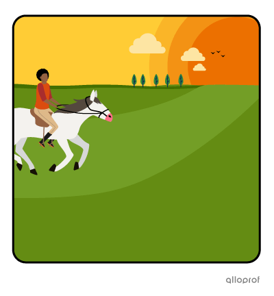 Woman riding a horse.