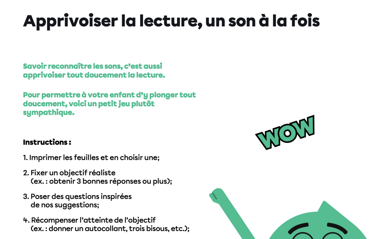 Apprivoiser la lecture, un son à la fois.