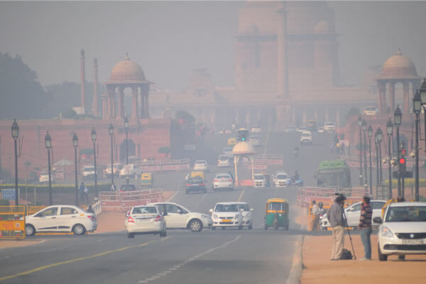 Photographie montrant la pollution de l’air à New Delhi.