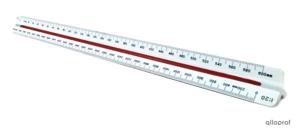 A photo of a triangular ruler.