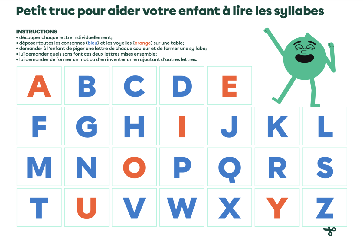 Petit truc pour aider votre enfant à lire les syllabes.
