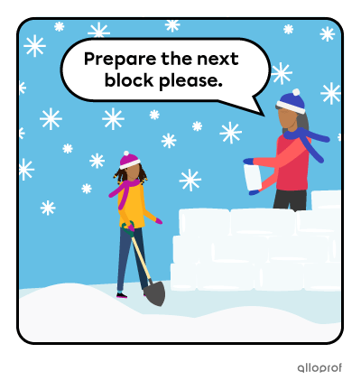 Grandmother building an Igloo with her granddaughter.