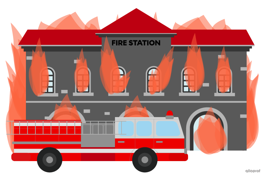 Firefighters fighting fire at the fire station.