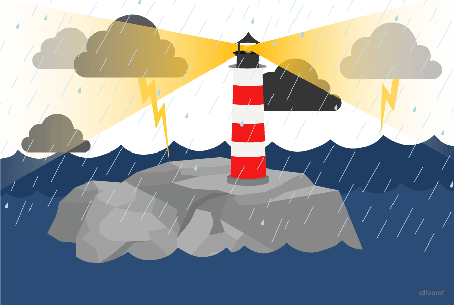A lighthouse in a storm.