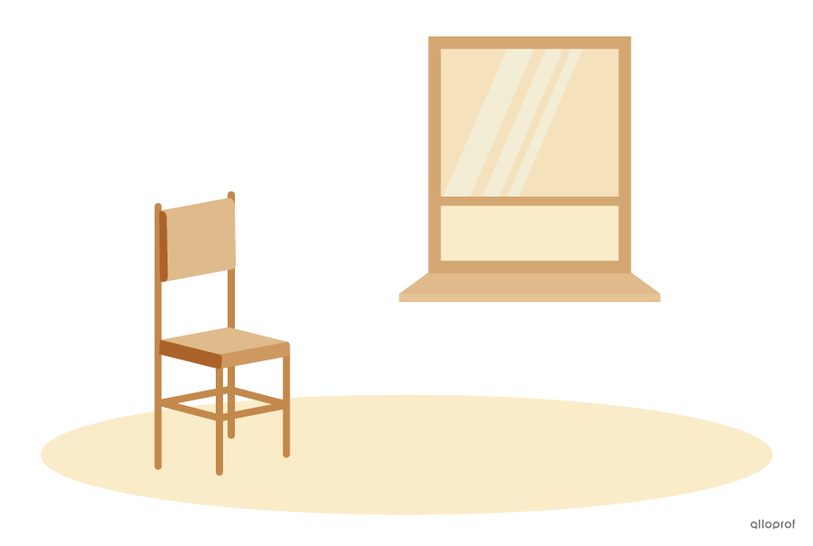 An empty chair by a window.
