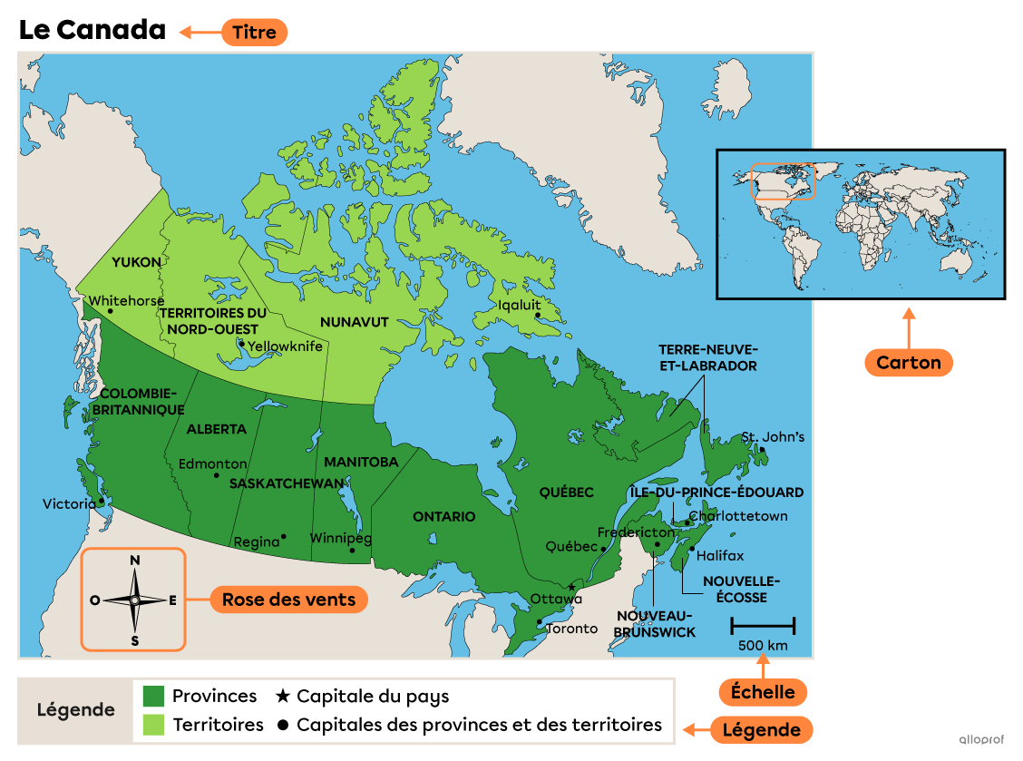 Carte politique du Canada.