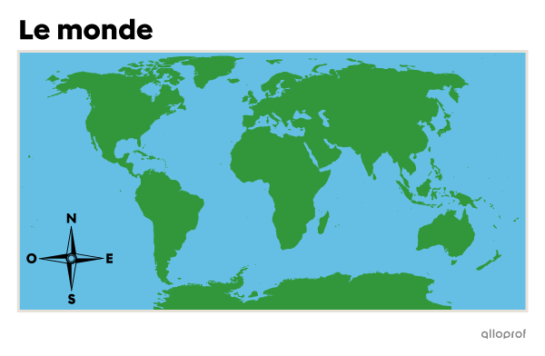 Une carte avec une rose des vents.