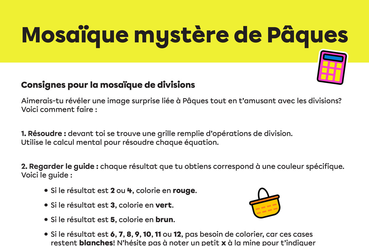 Mosaïques d’opérations mathématiques de Pâques - Divisions.