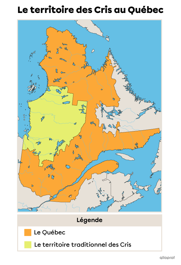 Carte du territoire des Cris au Québec.