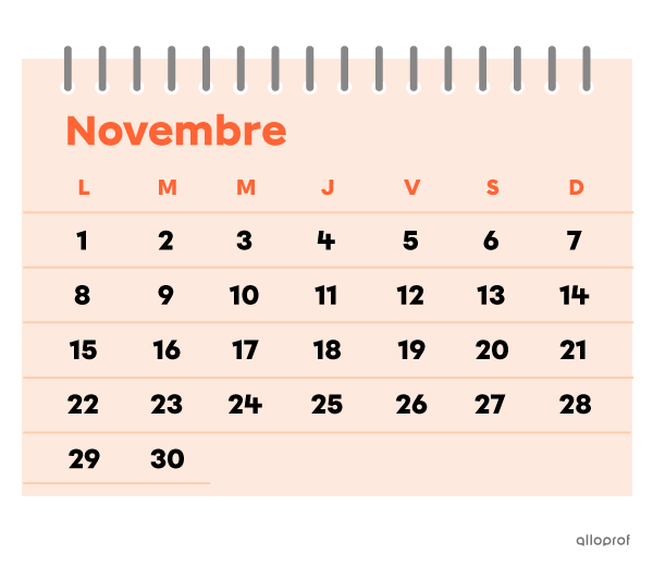 Image d’un mois dans un calendrier.