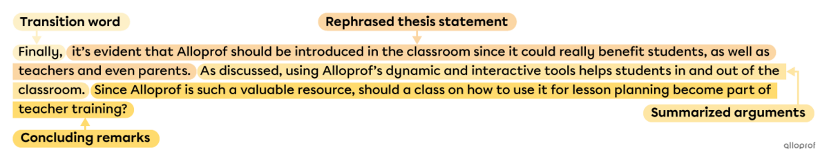 Example of an argumentative conclusion.