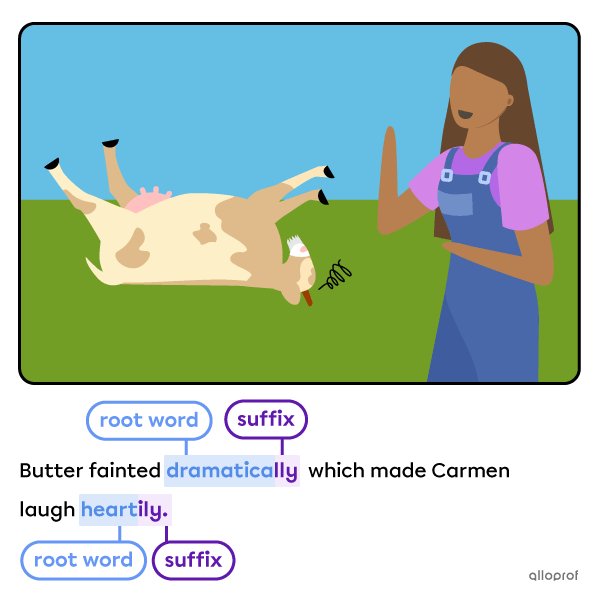 Fainted goat making a woman laugh heartily.