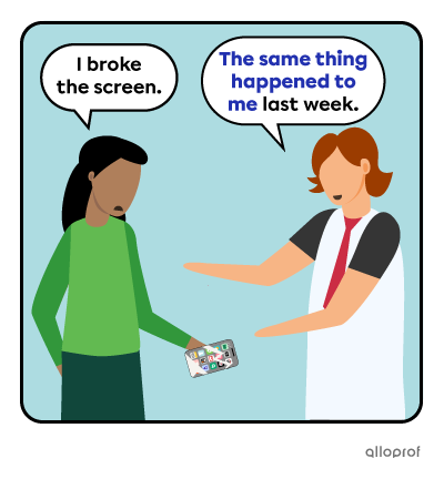 A person reassuring a friend who dropped her phone and broke it.