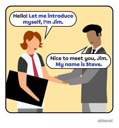 A guy introducing himself at a job interview.