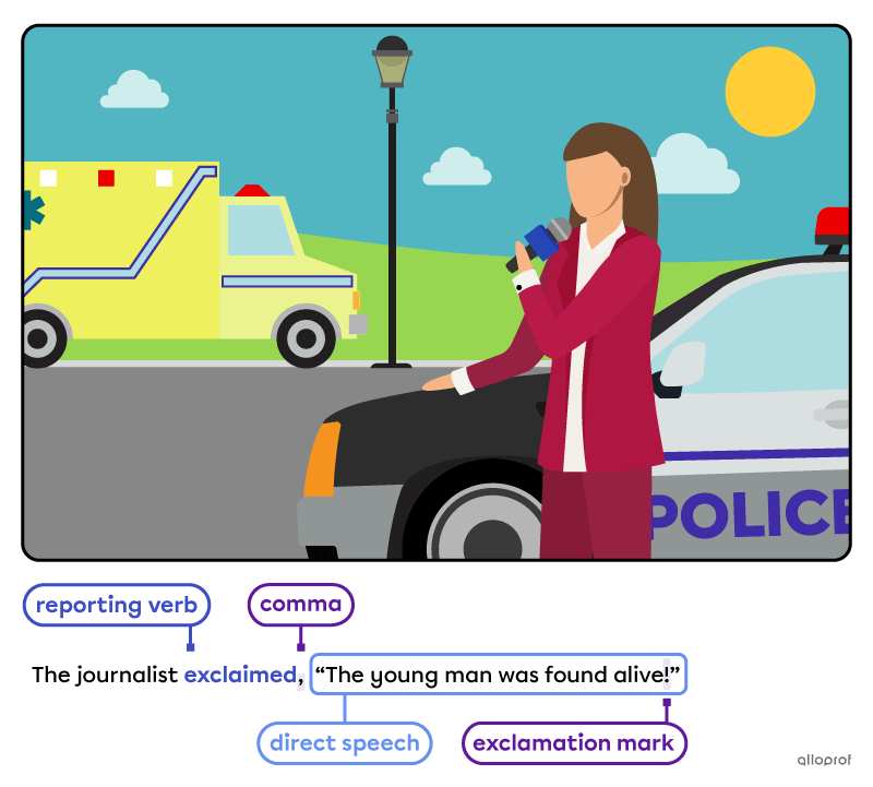 A journalist’s direct speech.