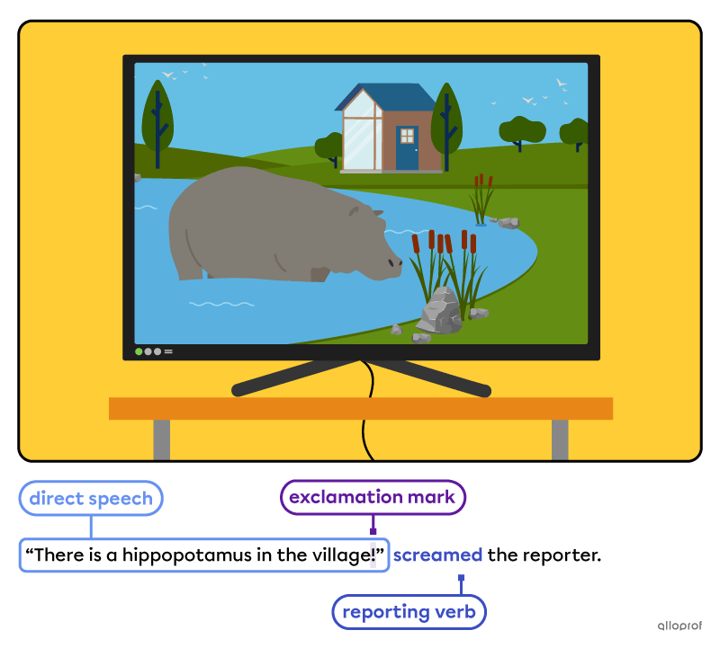 A reporter’s direct speech.