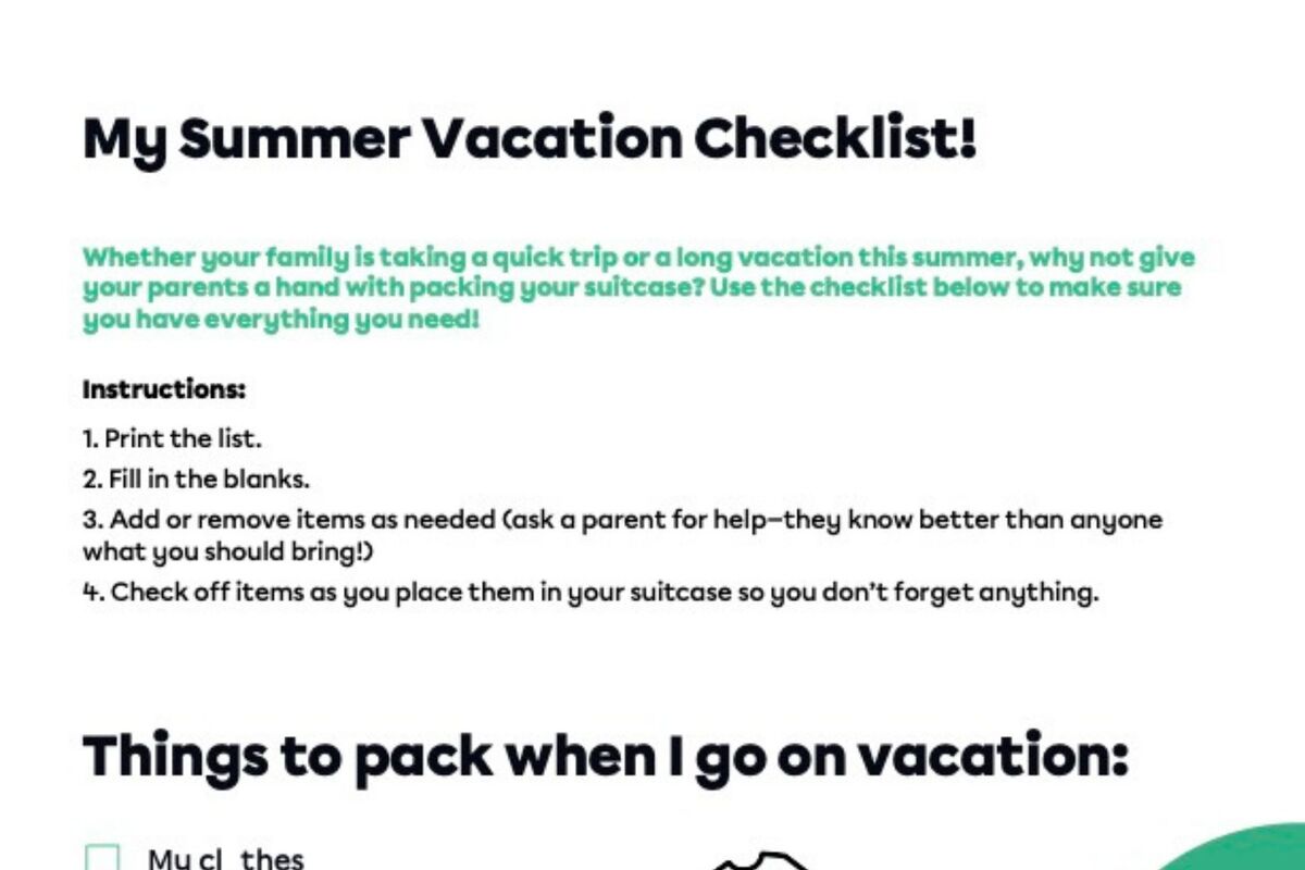 My Summer Vacation Checklist!