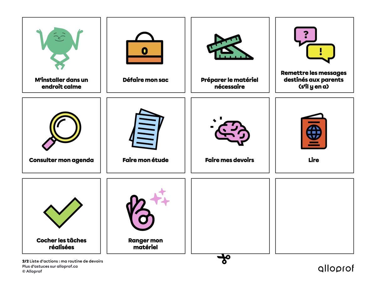 Ma routine de devoirs au primaire