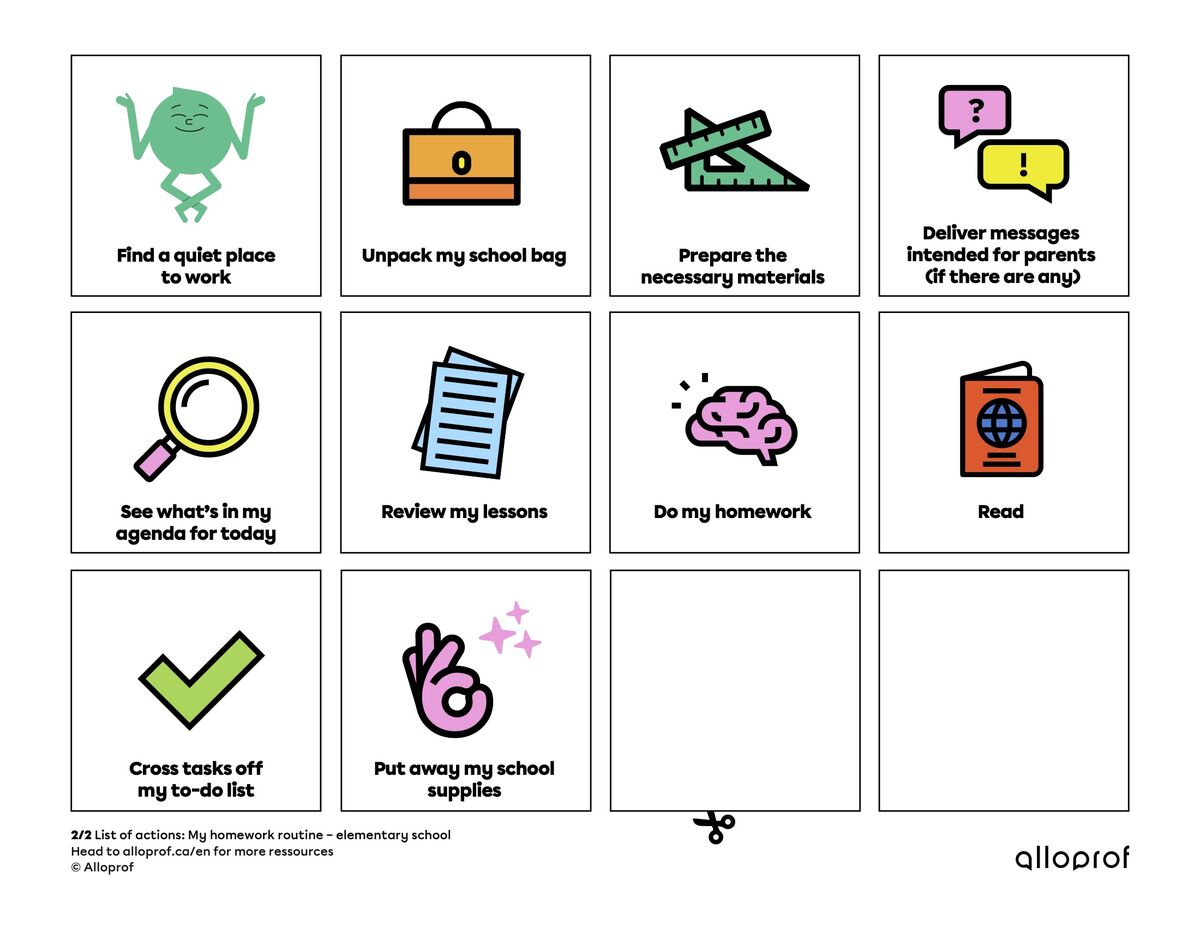 Poster: My Elementary School Homework Routine