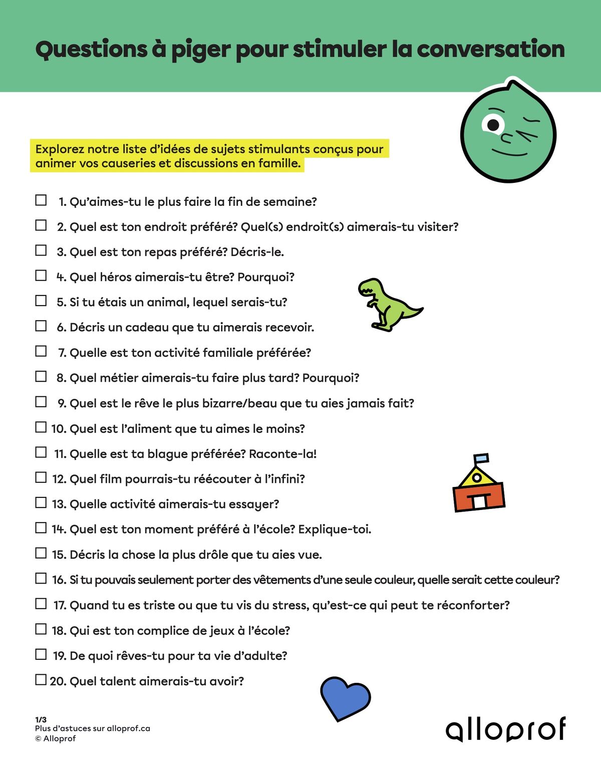 Questions à piger pour stimuler la conversation