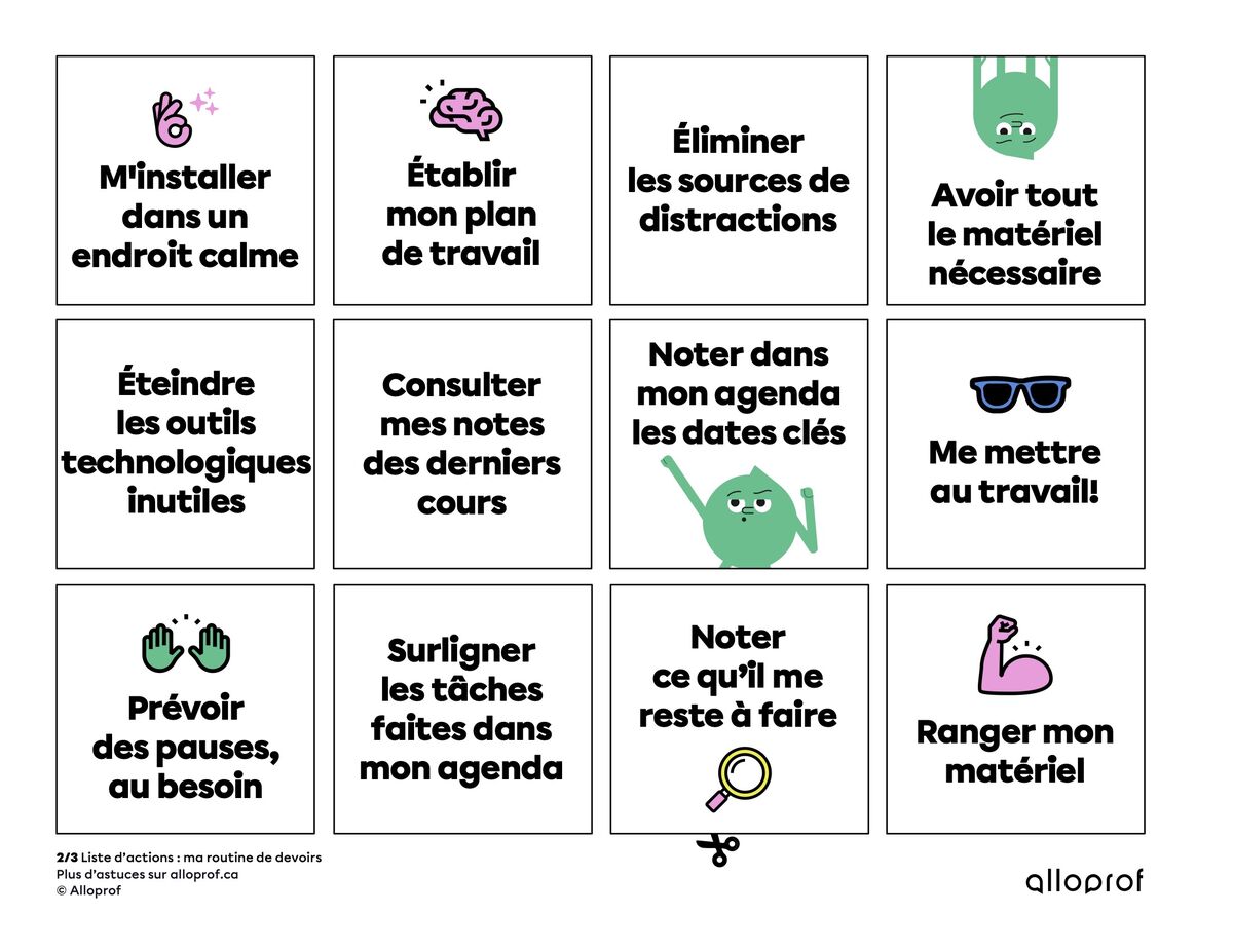 Ma routine de devoirs au secondaire