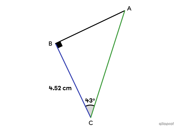 The cosine ratio is used to find the length of the hypotenuse in a right triangle.