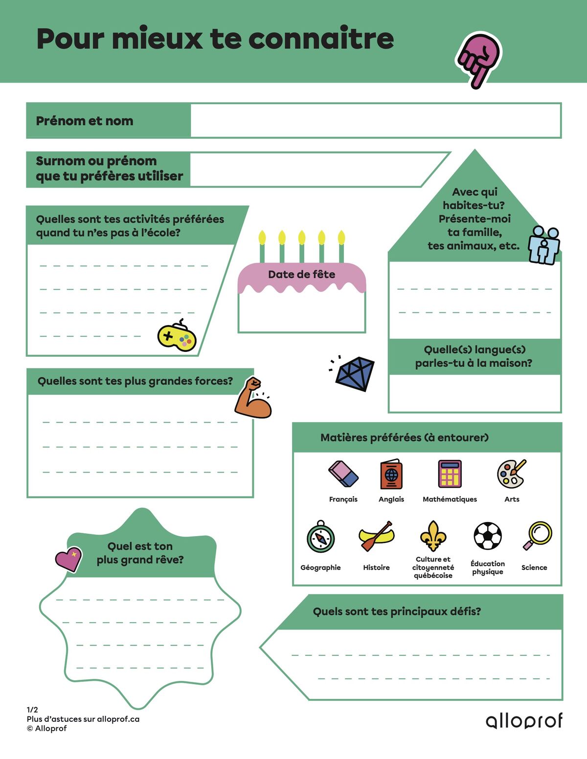 Pour mieux te connaitre (primaire)