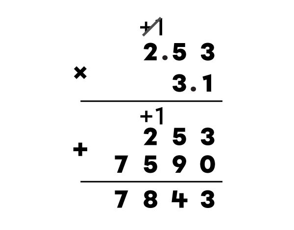 Example of multiplying decimal numbers - 2