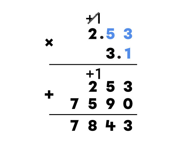 Example of multiplying decimal numbers - 3