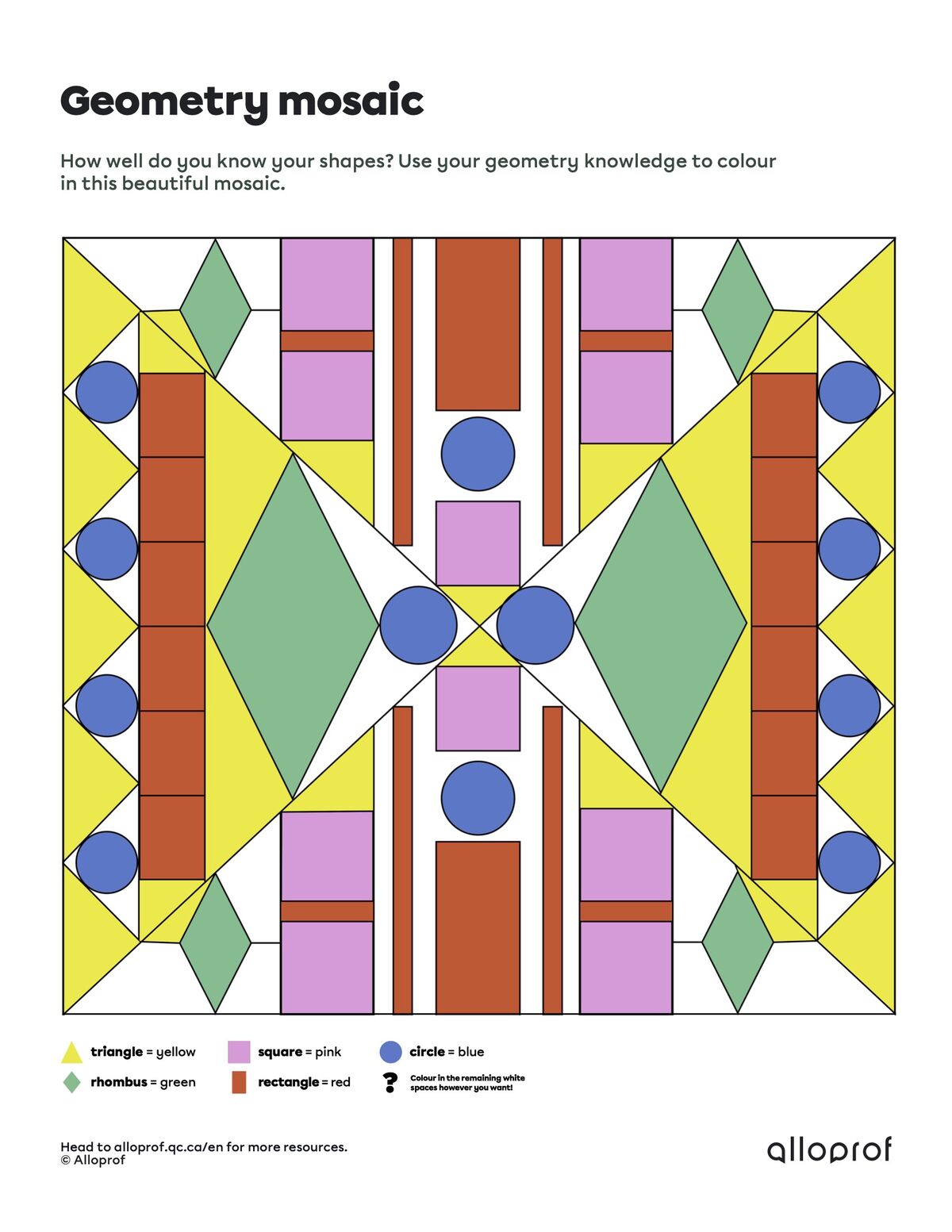 geometry mosaic answer sheet