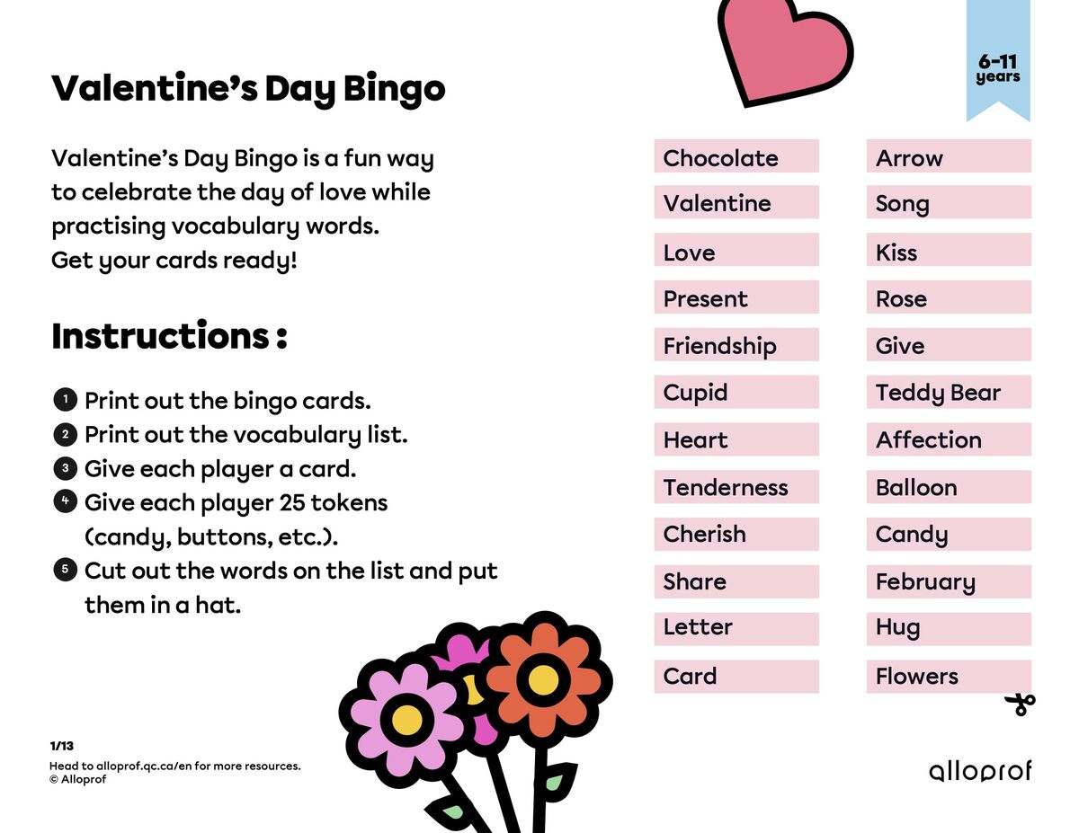 Valentine's day bingo