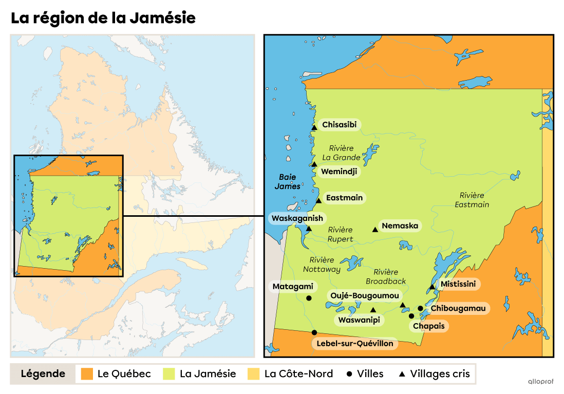 Carte de la Jamésie.